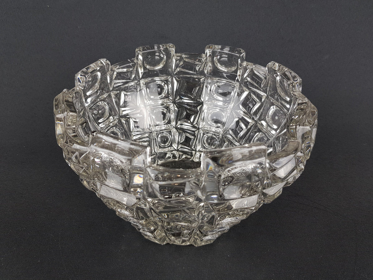 Vintage Clear ROYAL BOHEMIA Cut Glass Fruit Bowl Czech Republic 1960s 1970s Sklo Union