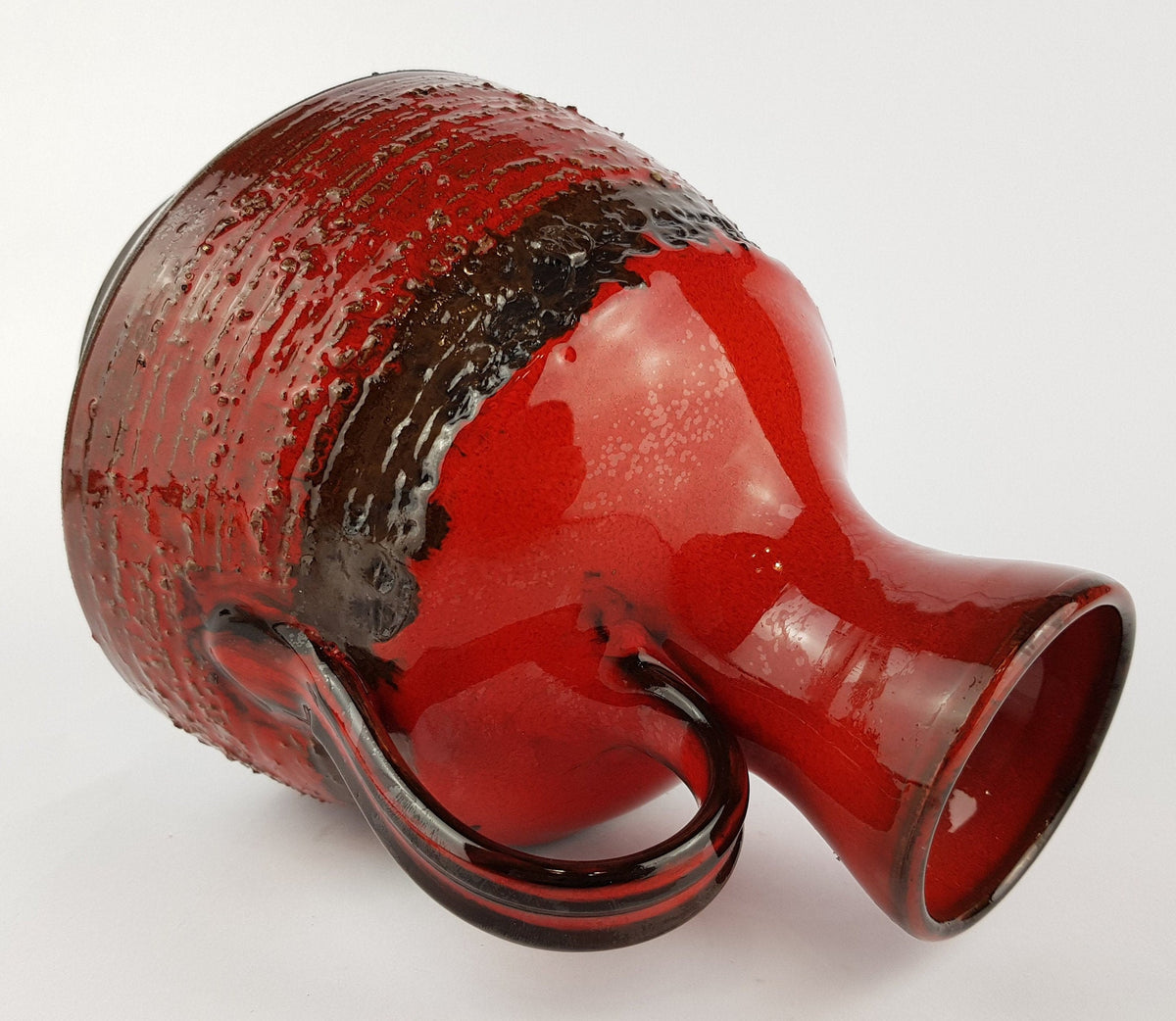 Vintage Red and Black SIERHAHN KERAMIK Siershahner Fabrik Fat Lava Vase 105-20 West German Pottery