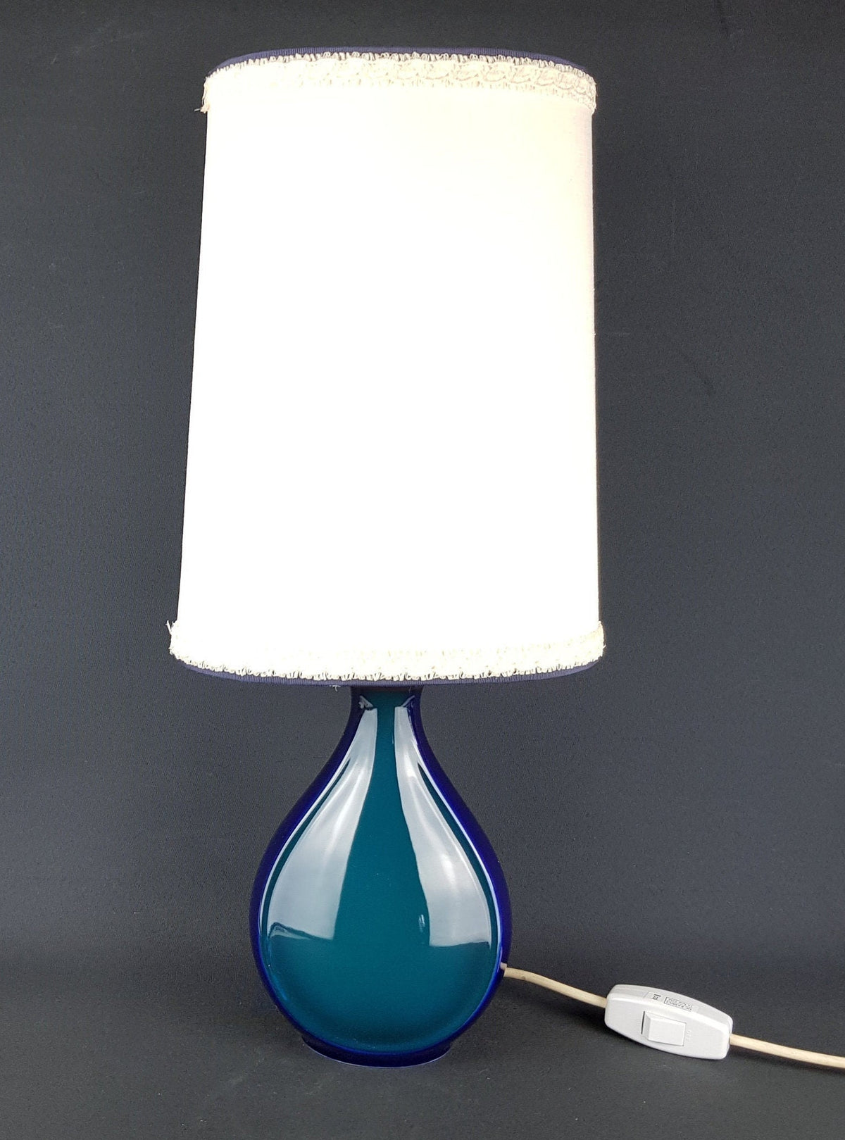 Vintage Blue and Green ALBOTH + KAISER PORZELLAN Porcelain Table Lamp West German Pottery