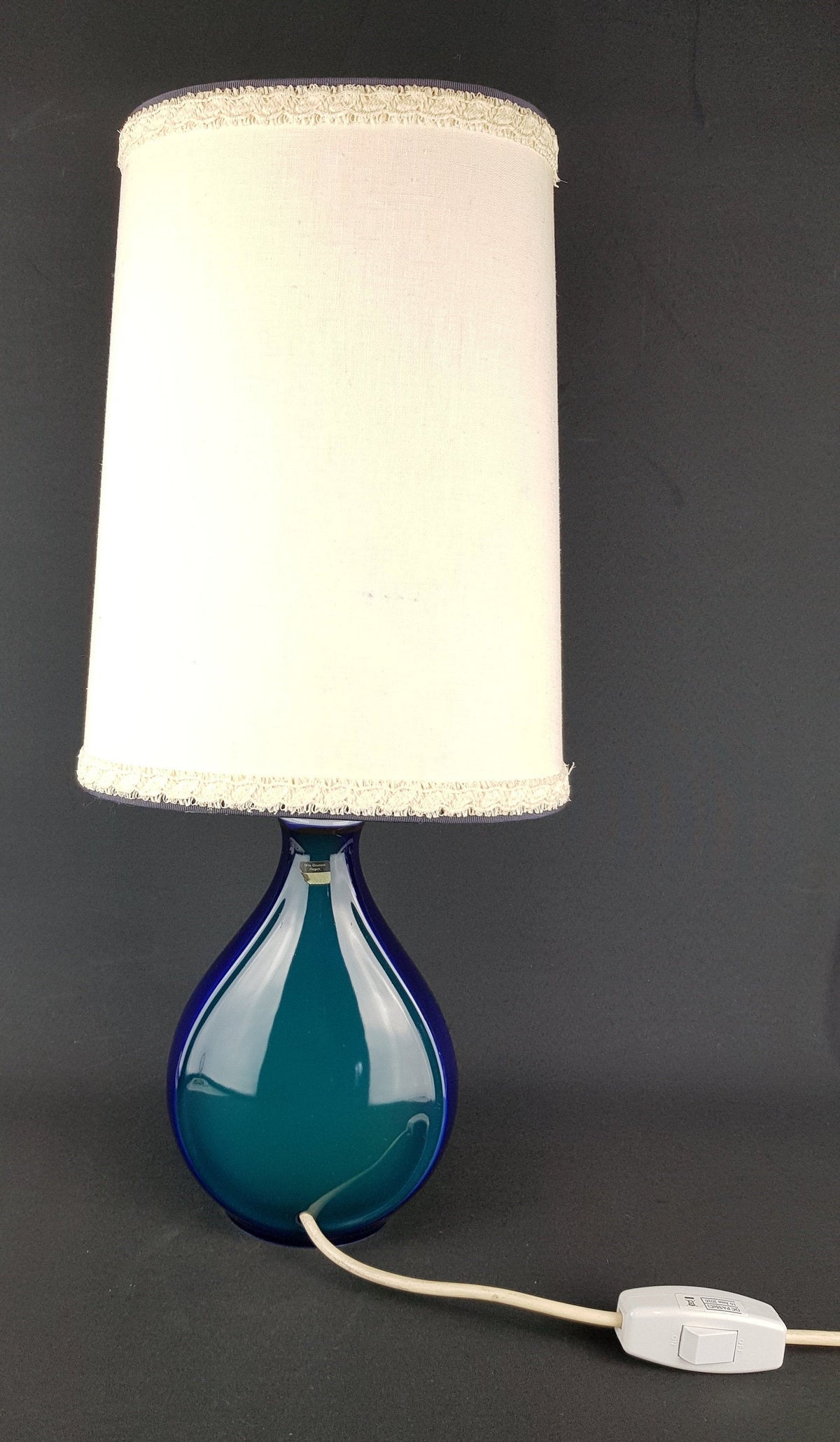 Vintage Blue and Green ALBOTH + KAISER PORZELLAN Porcelain Table Lamp West German Pottery