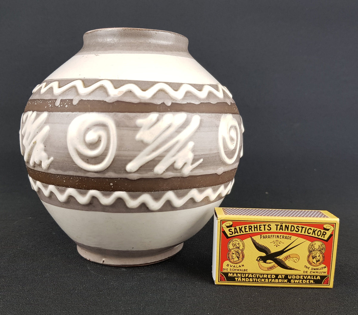 Vintage Gray CARSTENS KERAMIK Ball Vase 652/13 West German Pottery 1960s