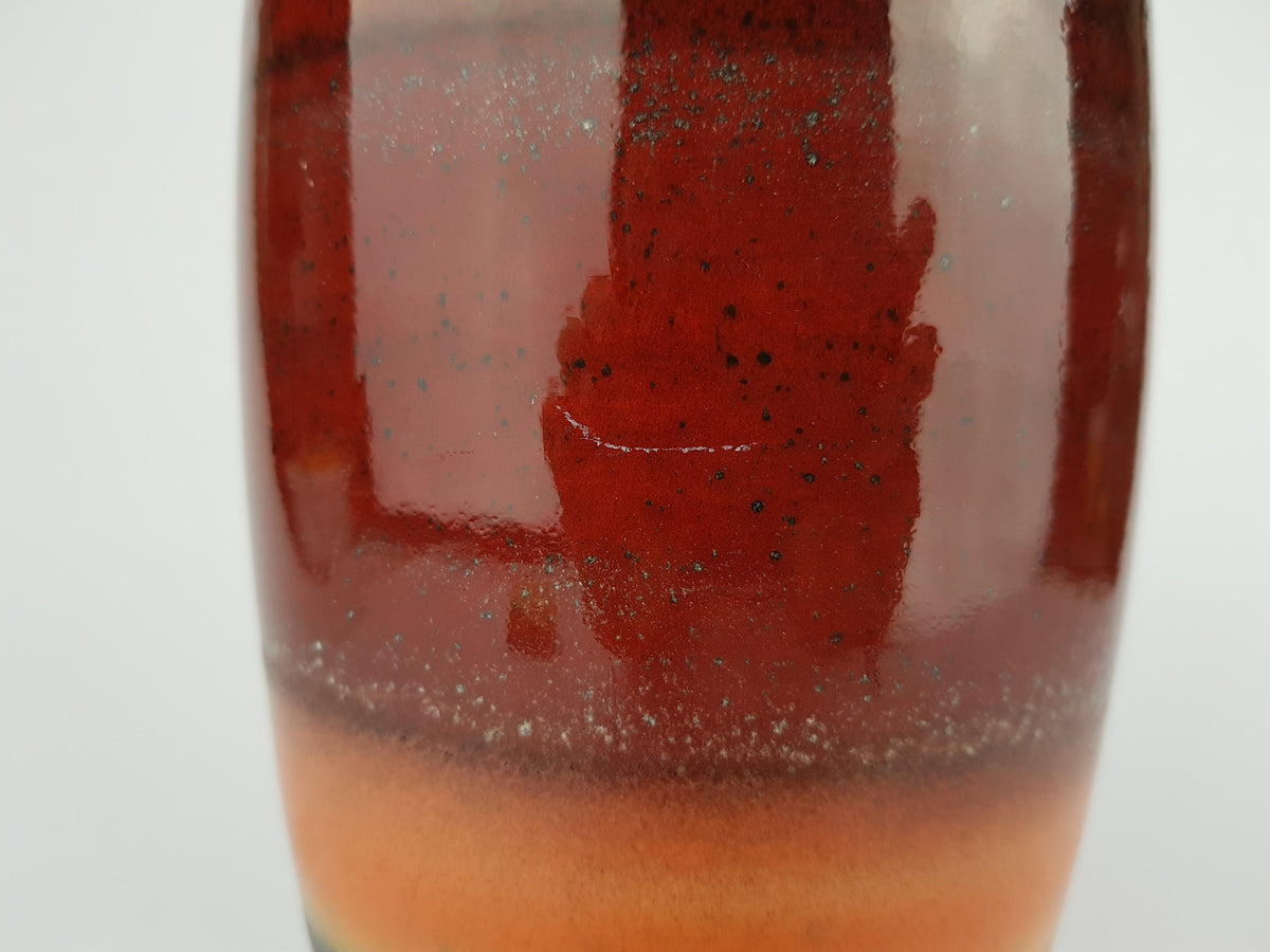 Vintage Ceramic Vase Red Orange Brown | West German Pottery 1970s | Mid Century Modern Ceramic Vase