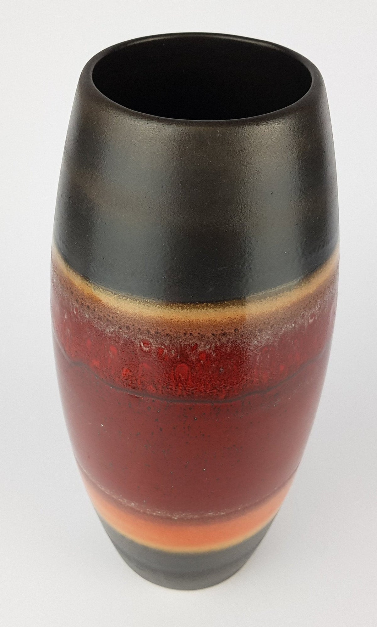 Vintage Ceramic Vase Red Orange Brown | West German Pottery 1970s | Mid Century Modern Ceramic Vase