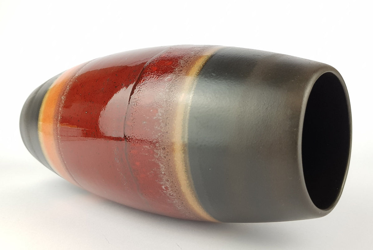 Vintage Ceramic Vase Red Orange Brown | West German Pottery 1970s | Mid Century Modern Ceramic Vase