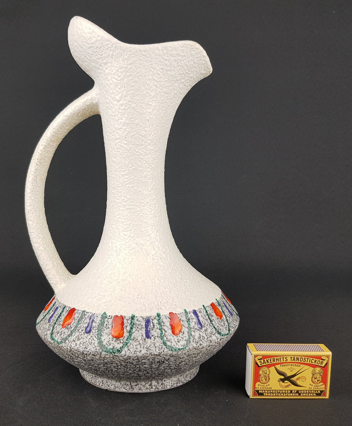 Vintage ROBERTO RIGON Handled Pitcher Vase No. 3 White Italian Pottery 1960s 1970s Mid Century Modern