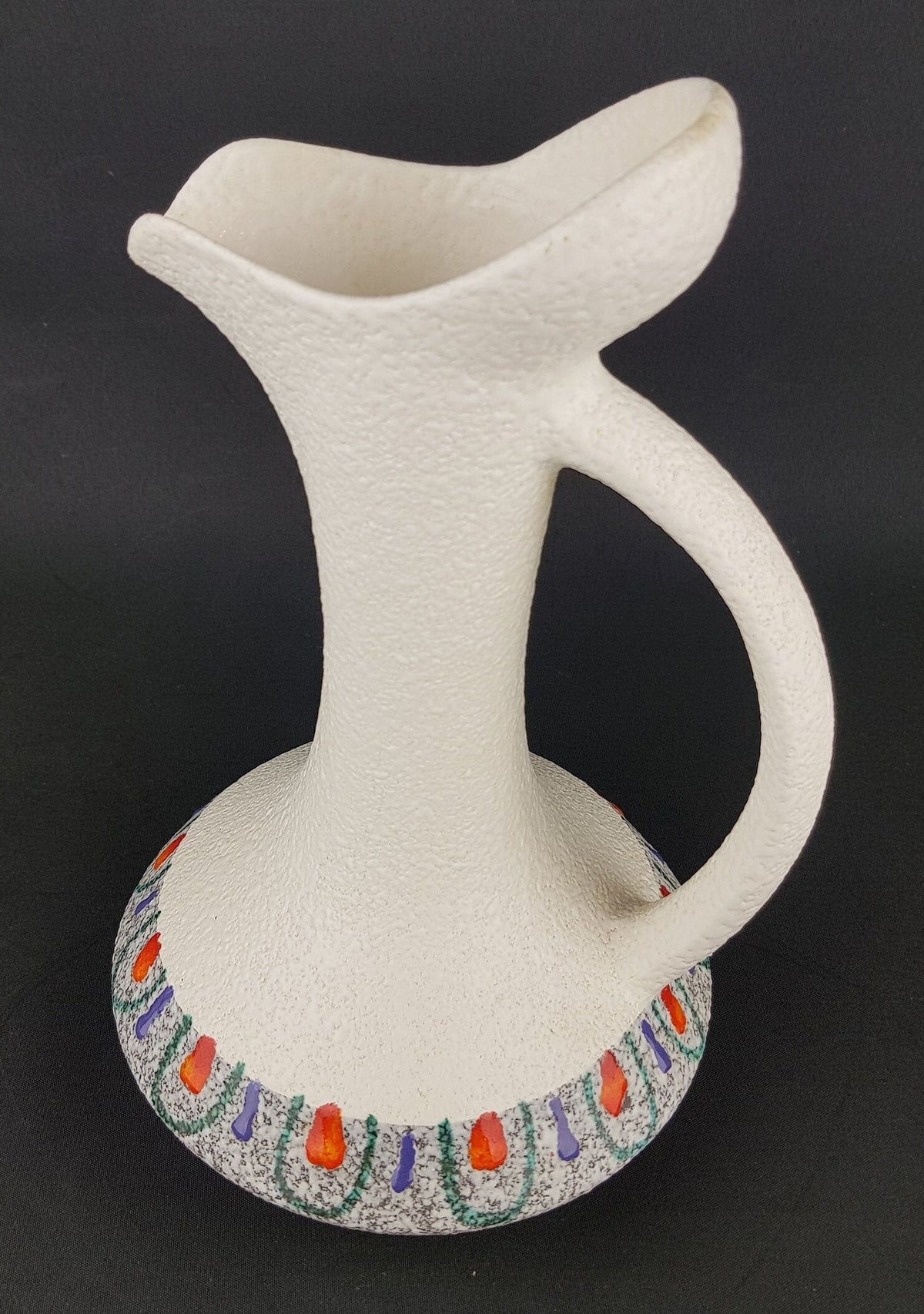 Vintage ROBERTO RIGON Handled Pitcher Vase No. 3 White Italian Pottery 1960s 1970s Mid Century Modern