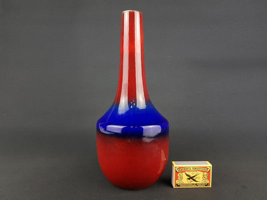 Vintage SCHLOSSBERG KERAMIK Red and Blue Stylish Vase West German Pottery 1960s 1970s