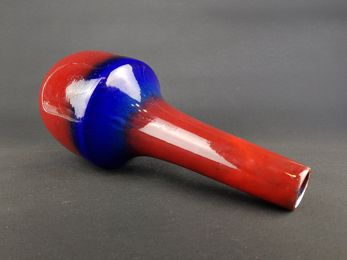 Vintage SCHLOSSBERG KERAMIK Red and Blue Stylish Vase West German Pottery 1960s 1970s
