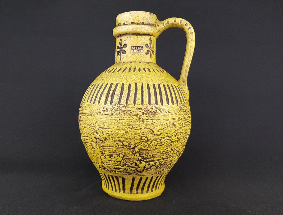 Vintage Yellow SPARA KERAMIK Fat Lava Vase 572-28 West German Pottery