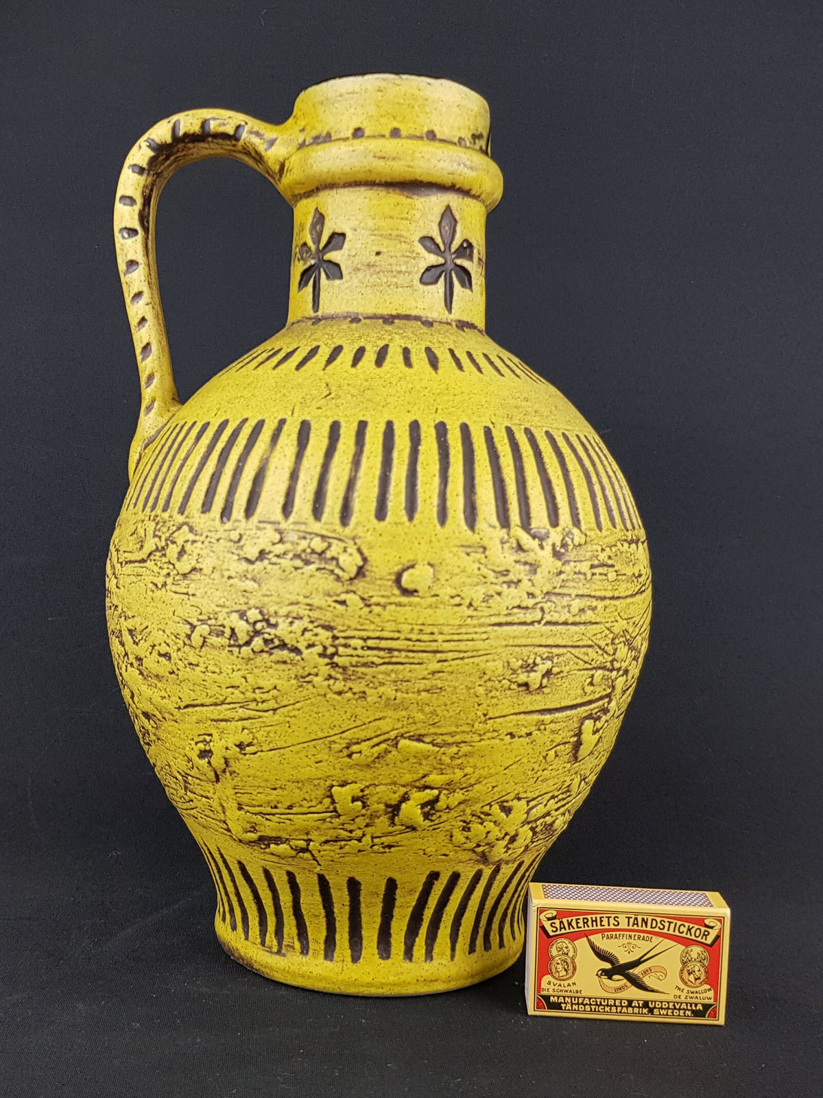 Vintage Yellow SPARA KERAMIK Fat Lava Vase 572-28 West German Pottery