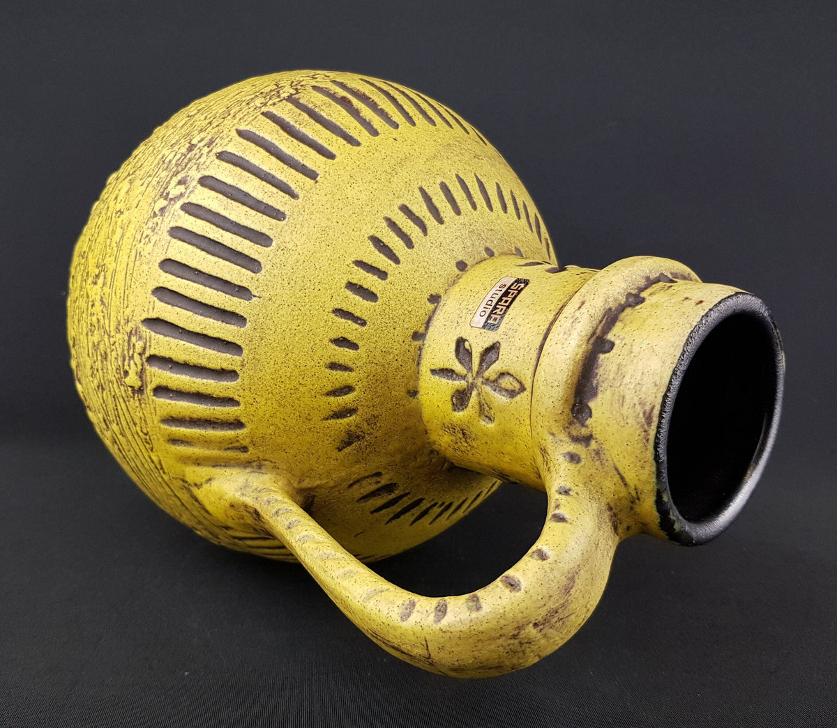 Vintage Yellow SPARA KERAMIK Fat Lava Vase 572-28 West German Pottery