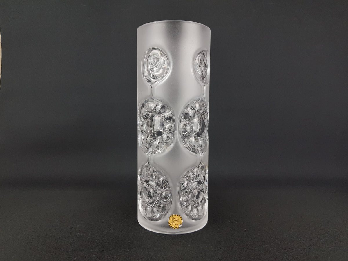 Vintage Cylinder PEILL UND PUTZLER Frosted Glass Vase West Germany 1960s 1970s