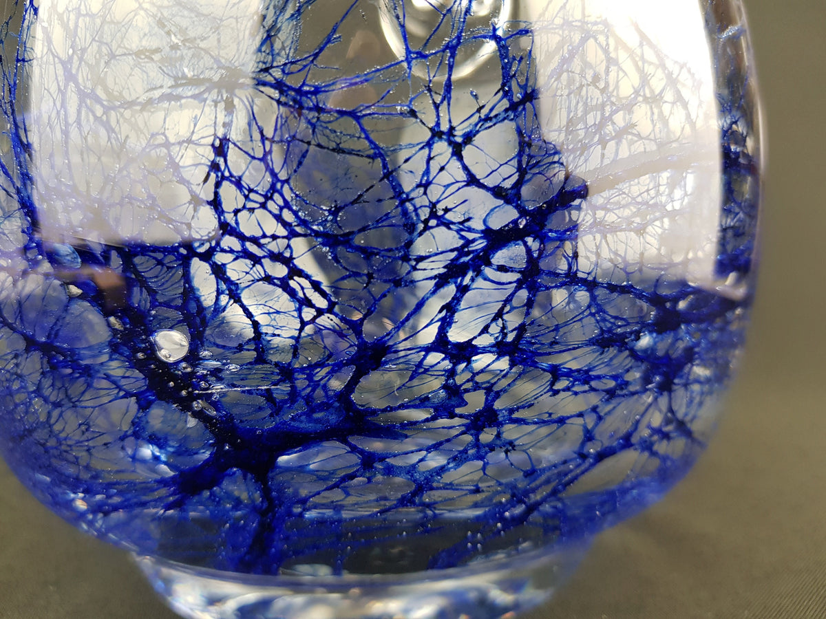 Vintage GRAL GLAS Pitcher Vase With Blue Accents West Germany 1960s 1970s