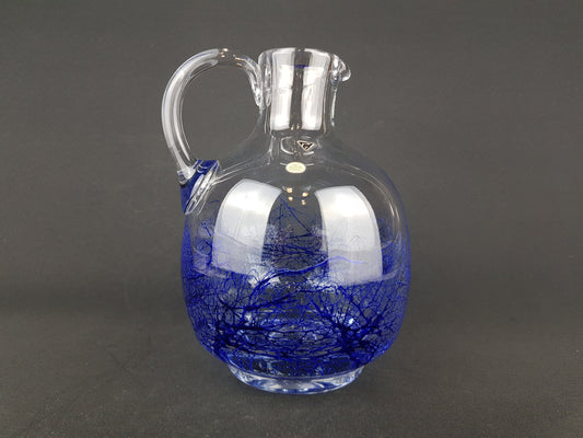 Vintage GRAL GLAS Pitcher Vase With Blue Accents West Germany 1960s 1970s