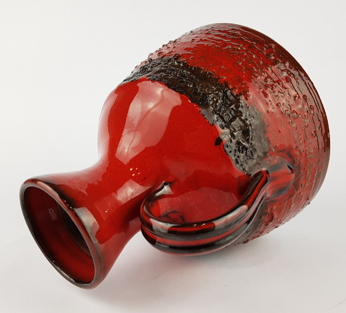 Vintage Red and Black SIERHAHN KERAMIK Siershahner Fabrik Fat Lava Vase 105-20 West German Pottery