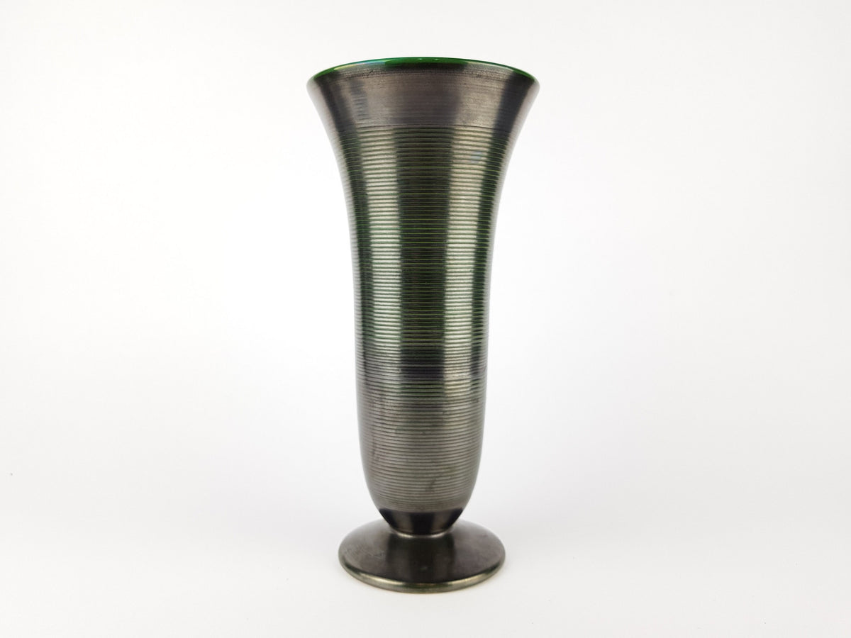 Vintage Black With Turquoise Rim WACHTERSBACH KERAMIK Vase design by Ursula Fesca 1937 Art Deco