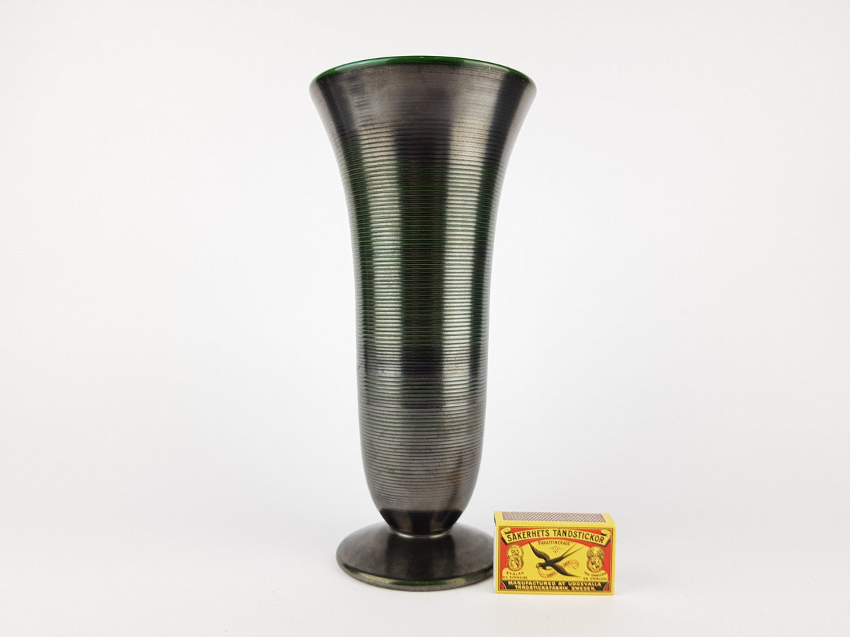 Vintage Black With Turquoise Rim WACHTERSBACH KERAMIK Vase design by Ursula Fesca 1937 Art Deco