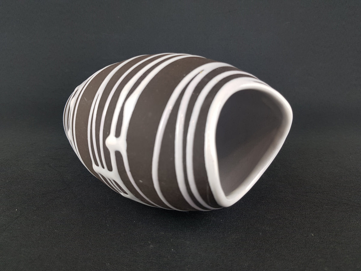 Vintage 1950s SCHLOSSBERG KERAMIK Fat Lava Vase 101/16 with decor Roulette by Liesel Spornhauer