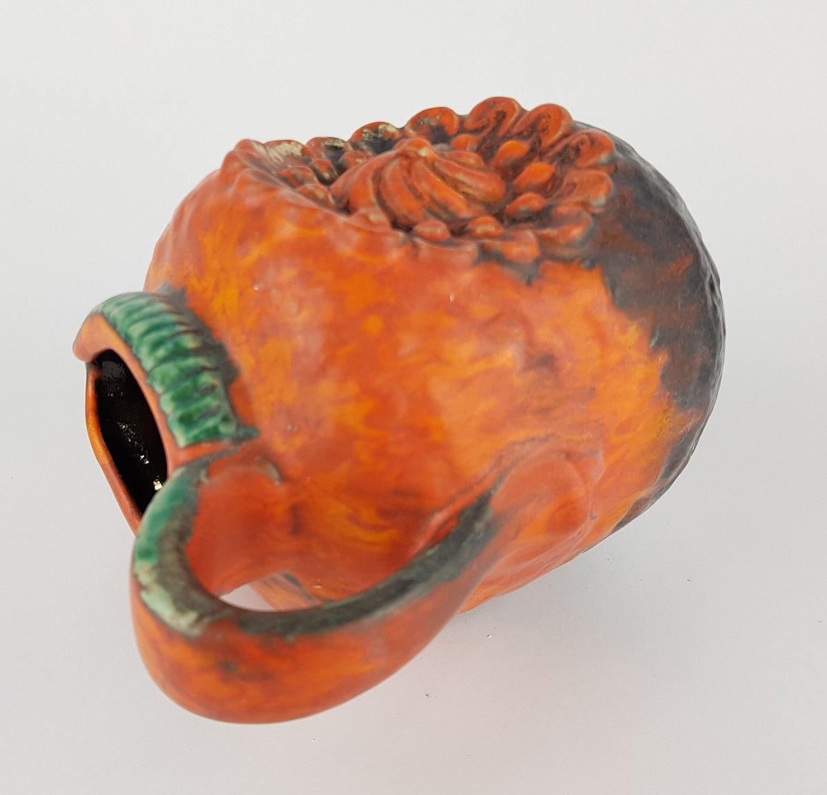 Vintage Matte Orange DÜMLER & BREIDEN Fat Lava Vase 53 14 Relief Serie with Juwel Decor 1970s