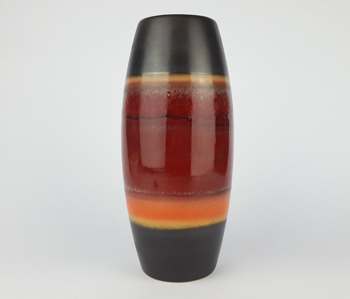 Vintage Ceramic Vase Red Orange Brown | West German Pottery 1970s | Mid Century Modern Ceramic Vase