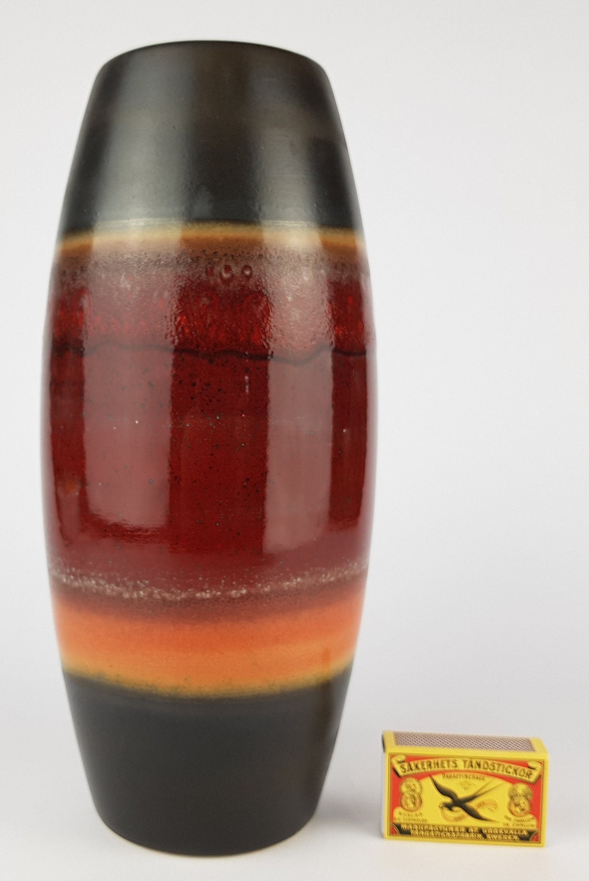 Vintage Ceramic Vase Red Orange Brown | West German Pottery 1970s | Mid Century Modern Ceramic Vase