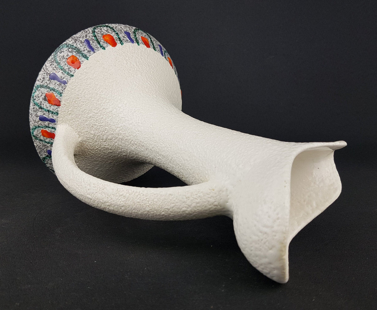 Vintage ROBERTO RIGON Handled Pitcher Vase No. 3 White Italian Pottery 1960s 1970s Mid Century Modern