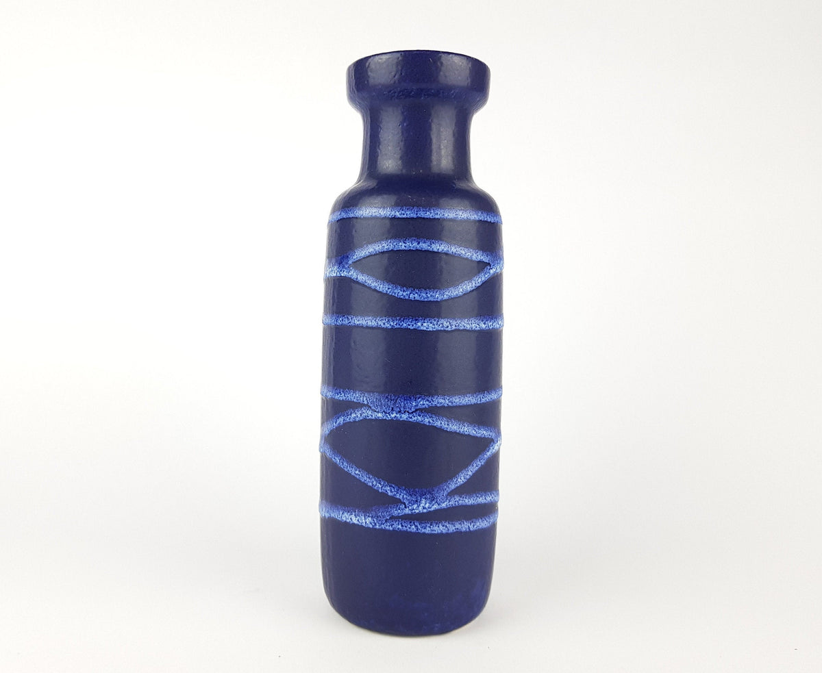 Vintage Blue SCHEURICH KERAMIK Fat Lava Vase 200 22 West German Pottery 1970s