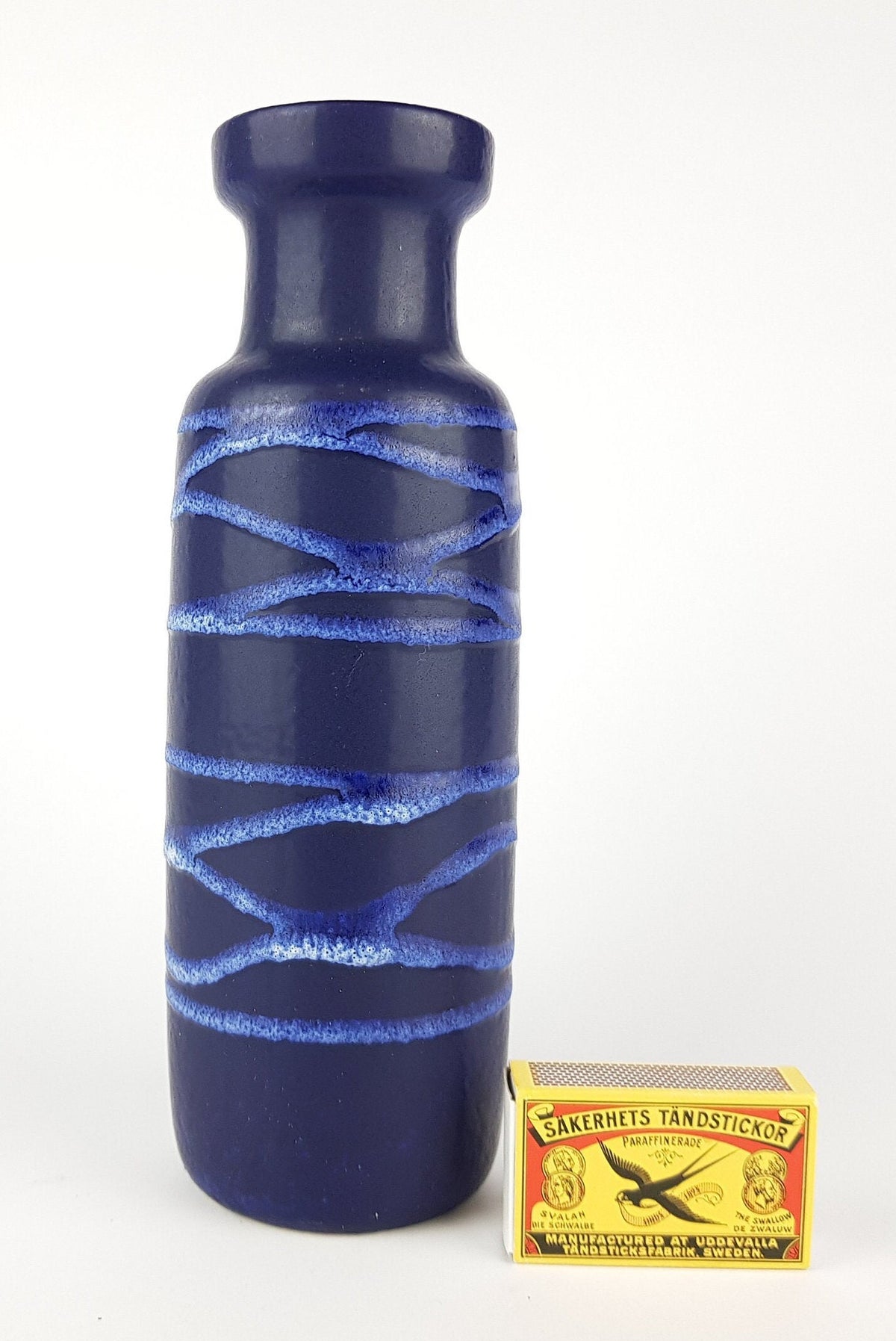 Vintage Blue SCHEURICH KERAMIK Fat Lava Vase 200 22 West German Pottery 1970s
