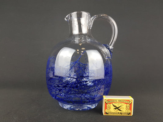 Vintage GRAL GLAS Pitcher Vase With Blue Accents West Germany 1960s 1970s
