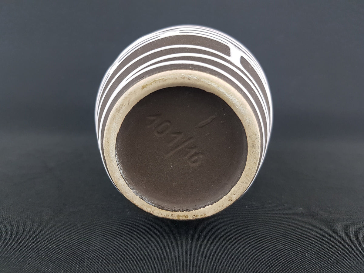 Vintage 1950s SCHLOSSBERG KERAMIK Fat Lava Vase 101/16 with decor Roulette by Liesel Spornhauer