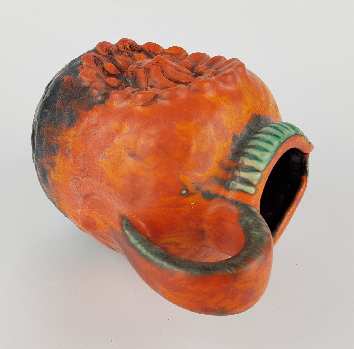 Vintage Matte Orange DÜMLER & BREIDEN Fat Lava Vase 53 14 Relief Serie with Juwel Decor 1970s