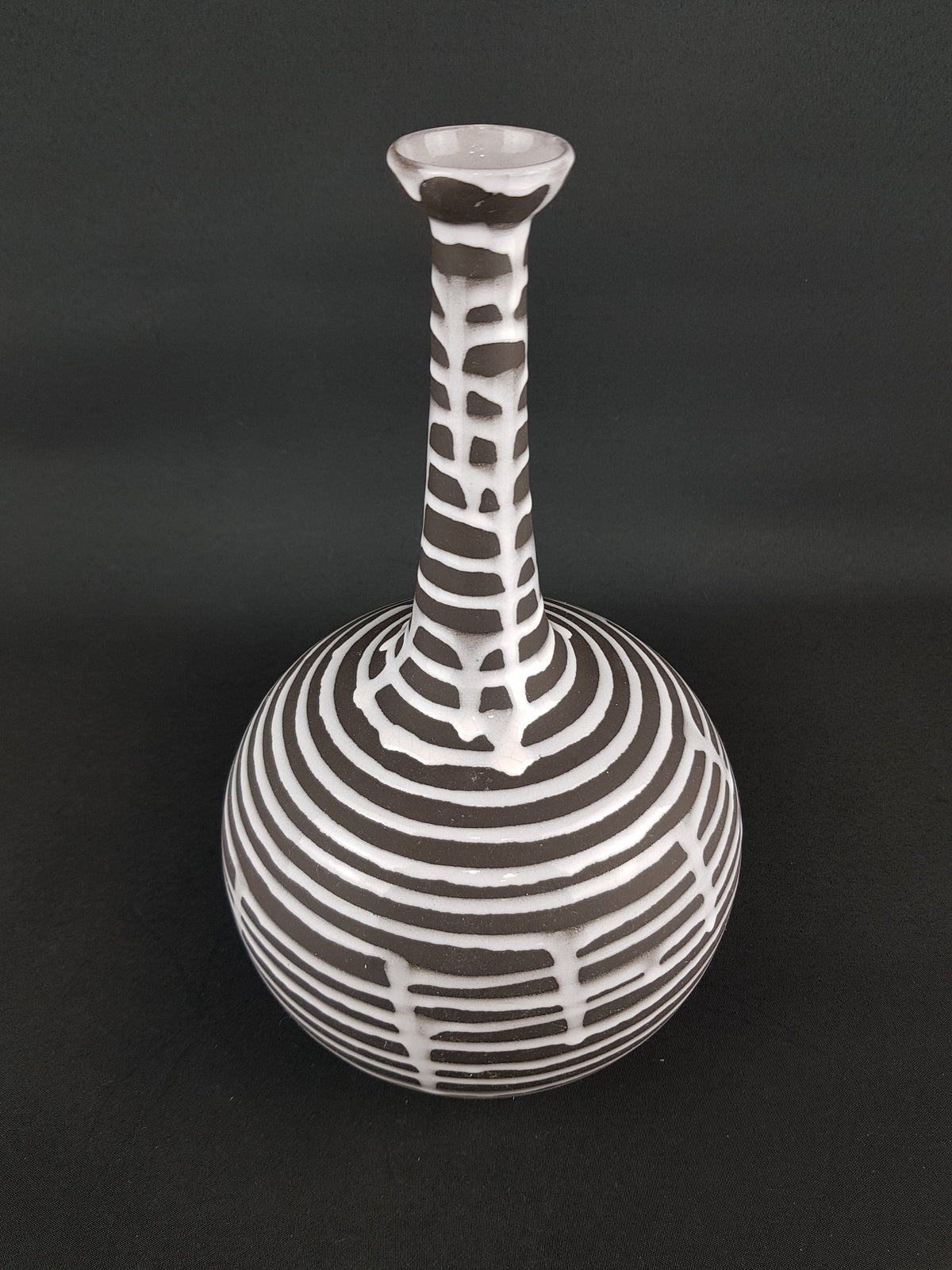Vintage Rare 1950s SCHLOSSBERG KERAMIK Fat Lava Vase 104 with decor Roulette by Liesel Spornhauer