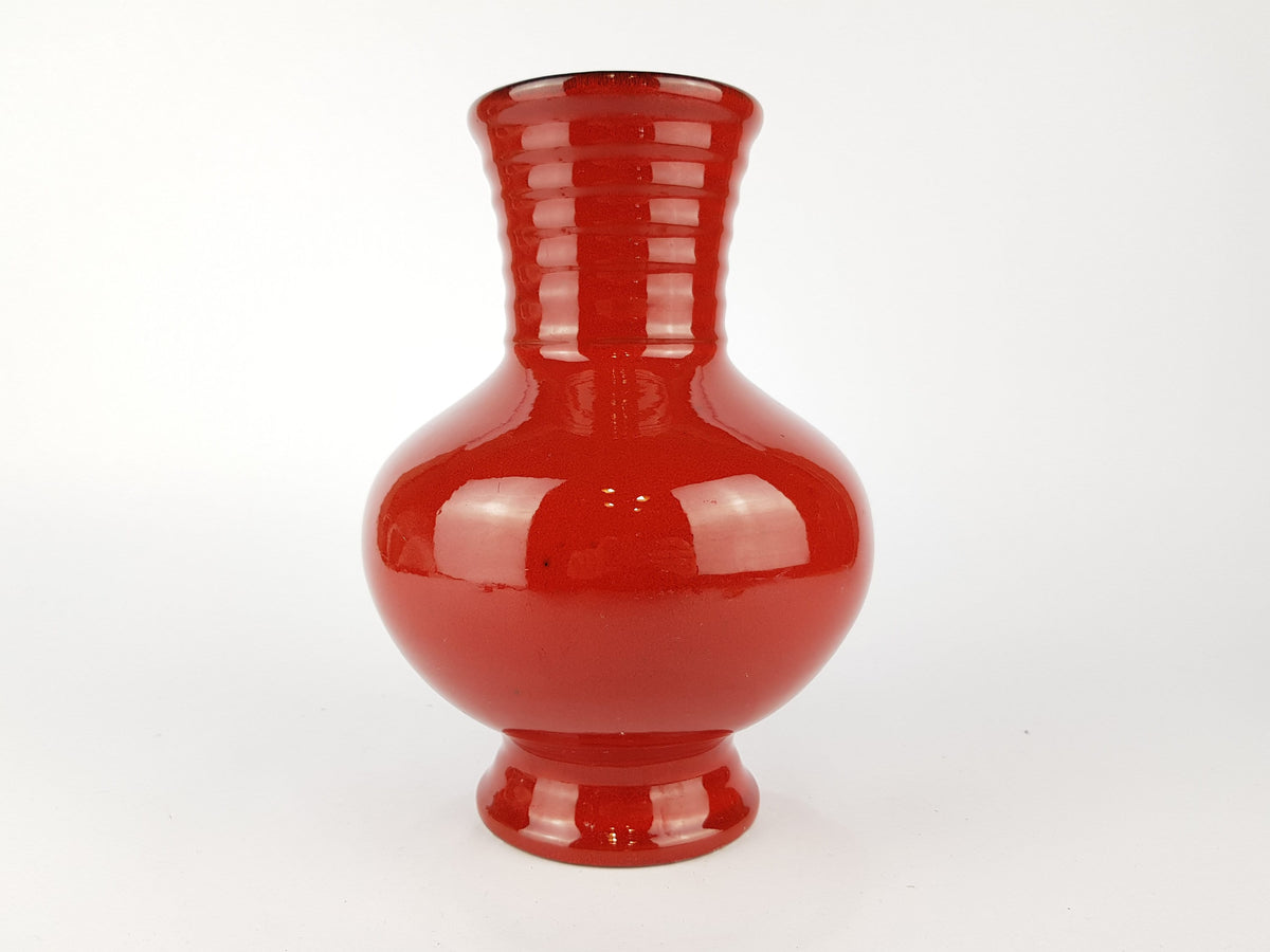 Vintage MAREI KERAMIK Red Fat Lava Vase 7104 West German Pottery 1970s