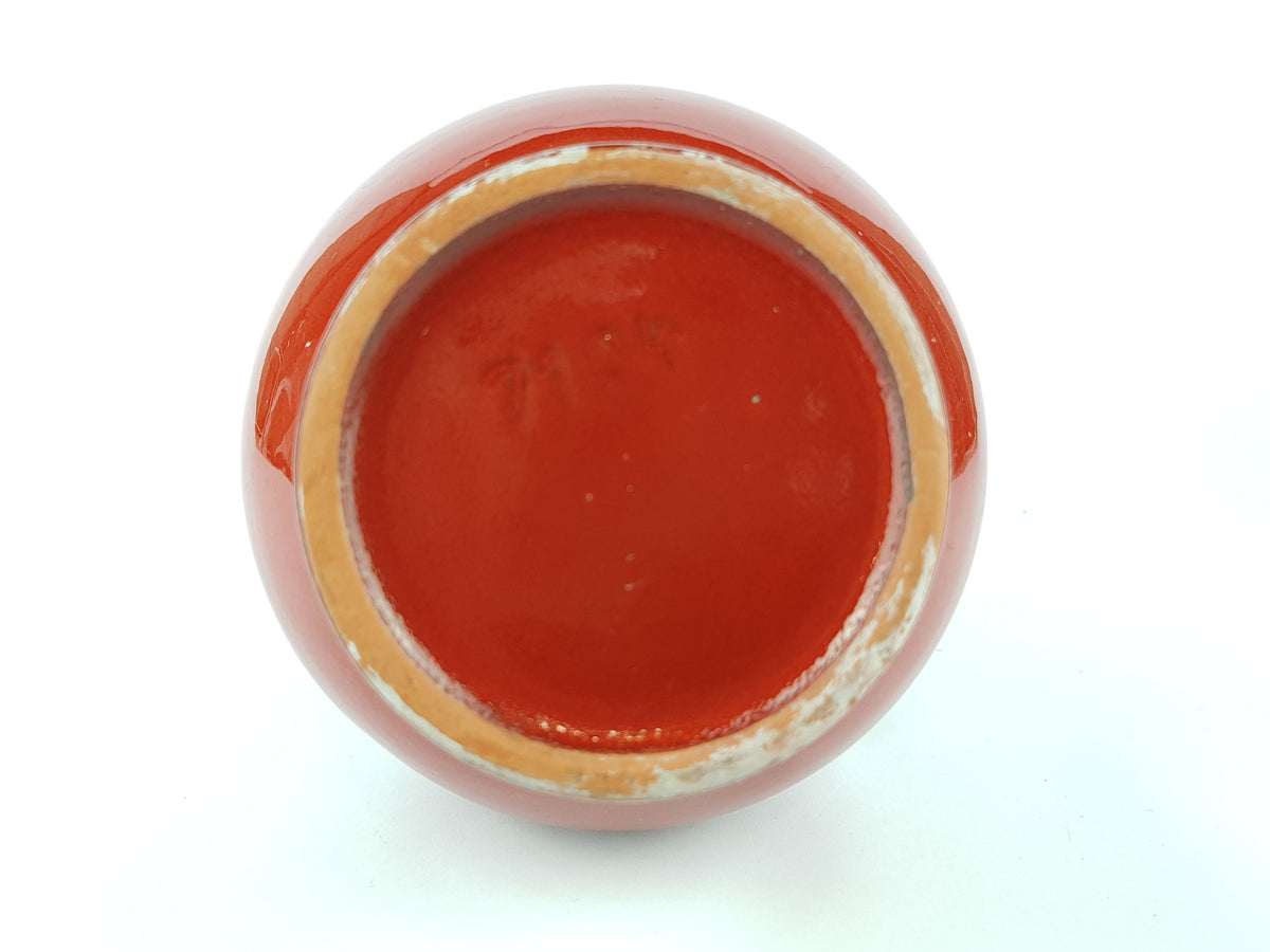 Vintage MAREI KERAMIK Red Fat Lava Vase 7104 West German Pottery 1970s