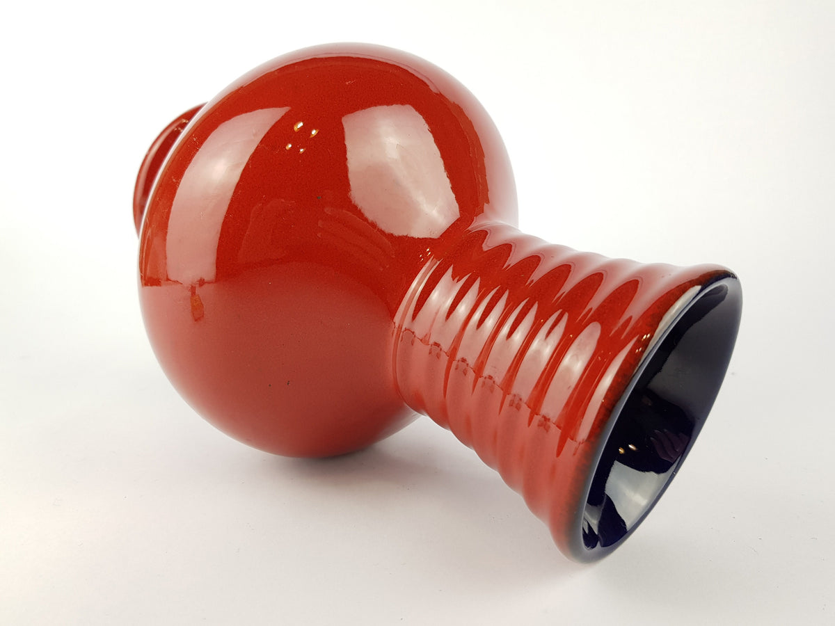 Vintage MAREI KERAMIK Red Fat Lava Vase 7104 West German Pottery 1970s