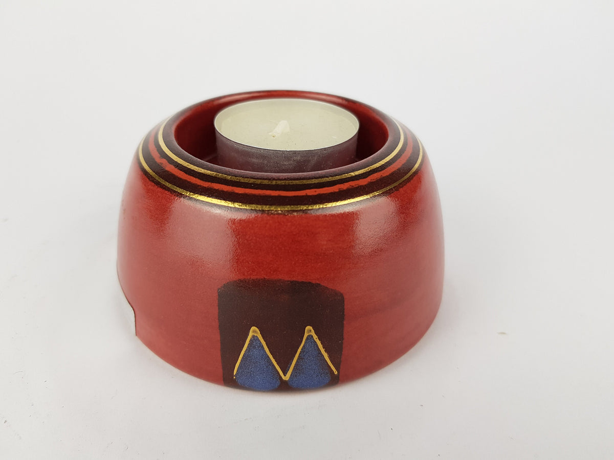 Vintage KMK (Keramik Manufaktur Kupfermühle) Candle Holder with Rubin decor German Pottery 1990s