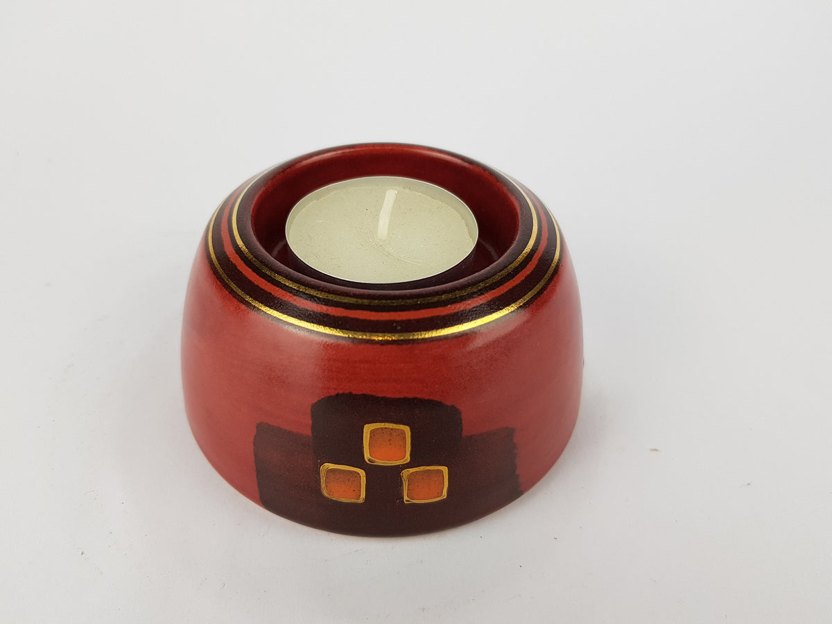 Vintage KMK (Keramik Manufaktur Kupfermühle) Candle Holder with Rubin decor German Pottery 1990s