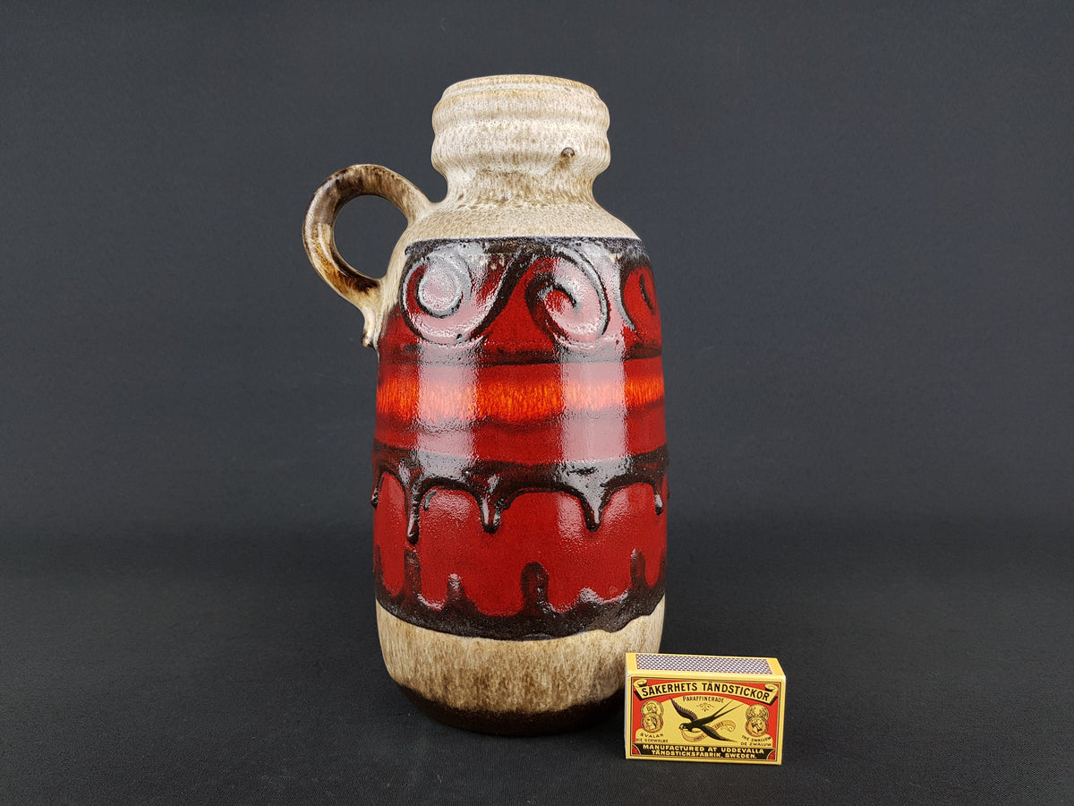 Vintage Brown Red SCHEURICH KERAMIK Fat Lava Vase 413 26 West Geman Pottery 1970s