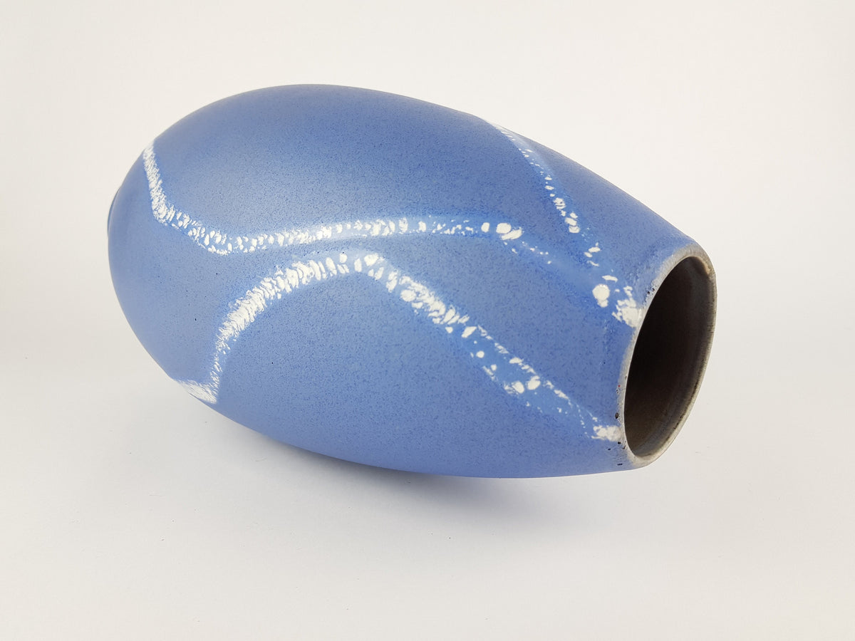 Vintage SCHLOSSBERG KERAMIK Fat Lava Vase with AZUR Decor West German Pottery 1950s