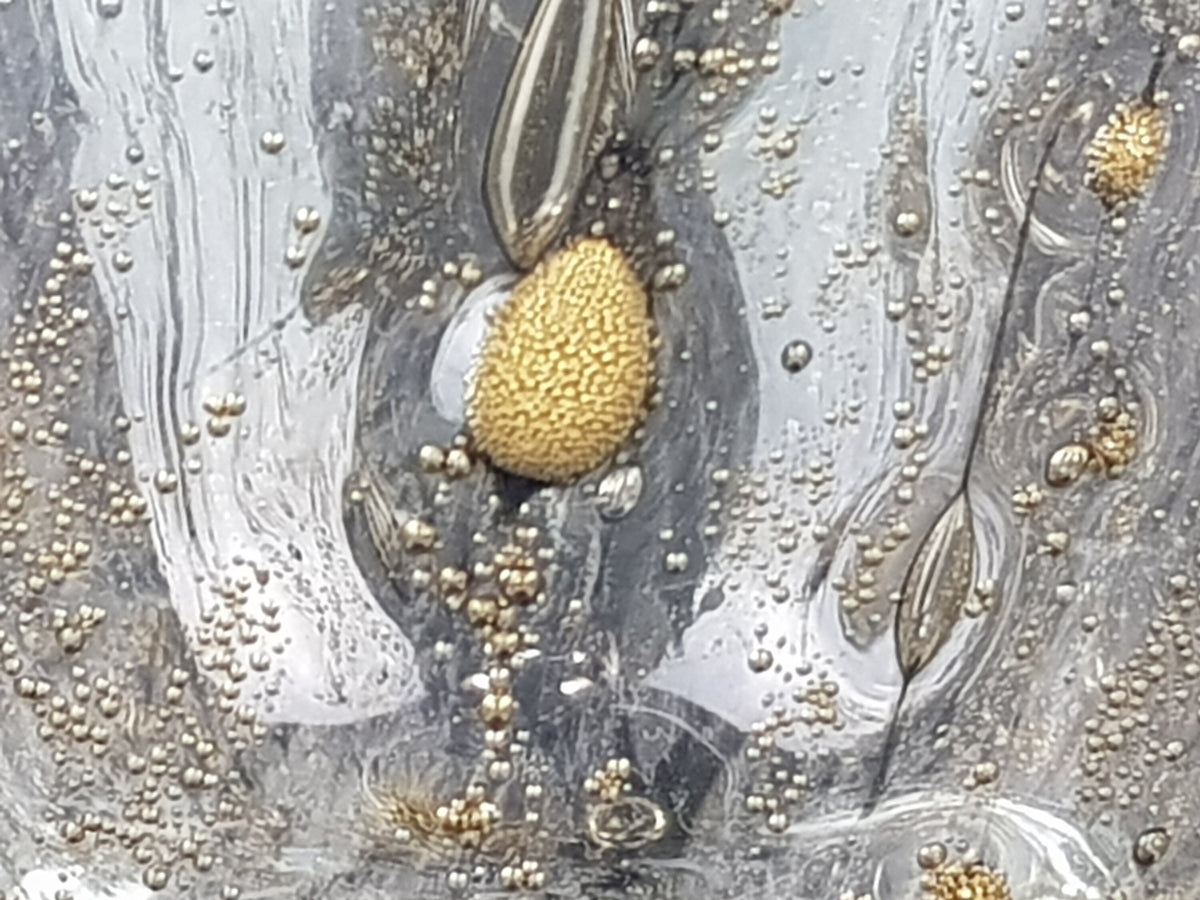 Vintage 1970s PEILL UND PUTZLER Glass Vase With Gold Bubble Decor West Germany
