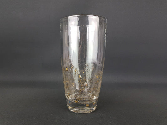 Vintage 1970s PEILL UND PUTZLER Glass Vase With Gold Bubble Decor West Germany