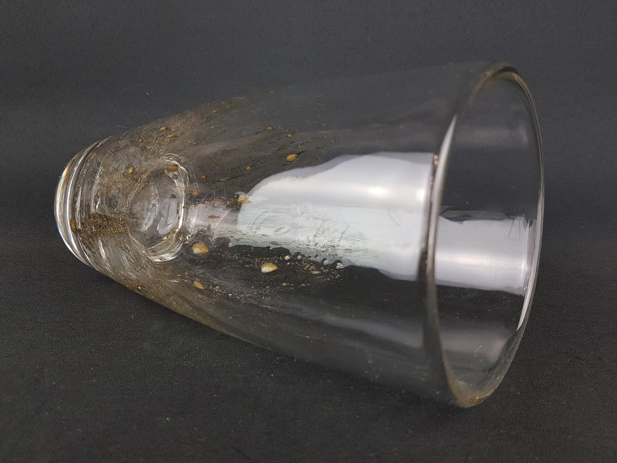 Vintage 1970s PEILL UND PUTZLER Glass Vase With Gold Bubble Decor West Germany