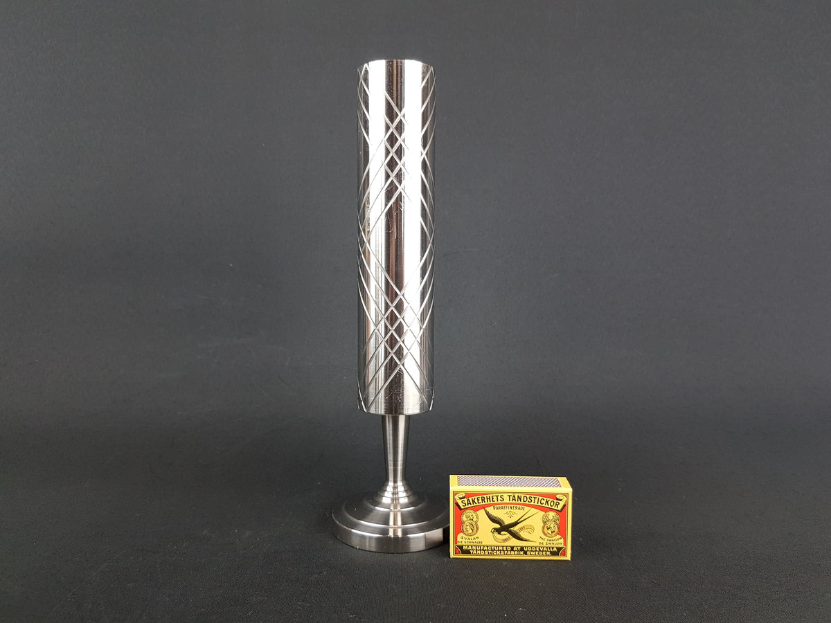 Vintage Brutalist BMF Metal Cylinder Steel Vase from West Germany