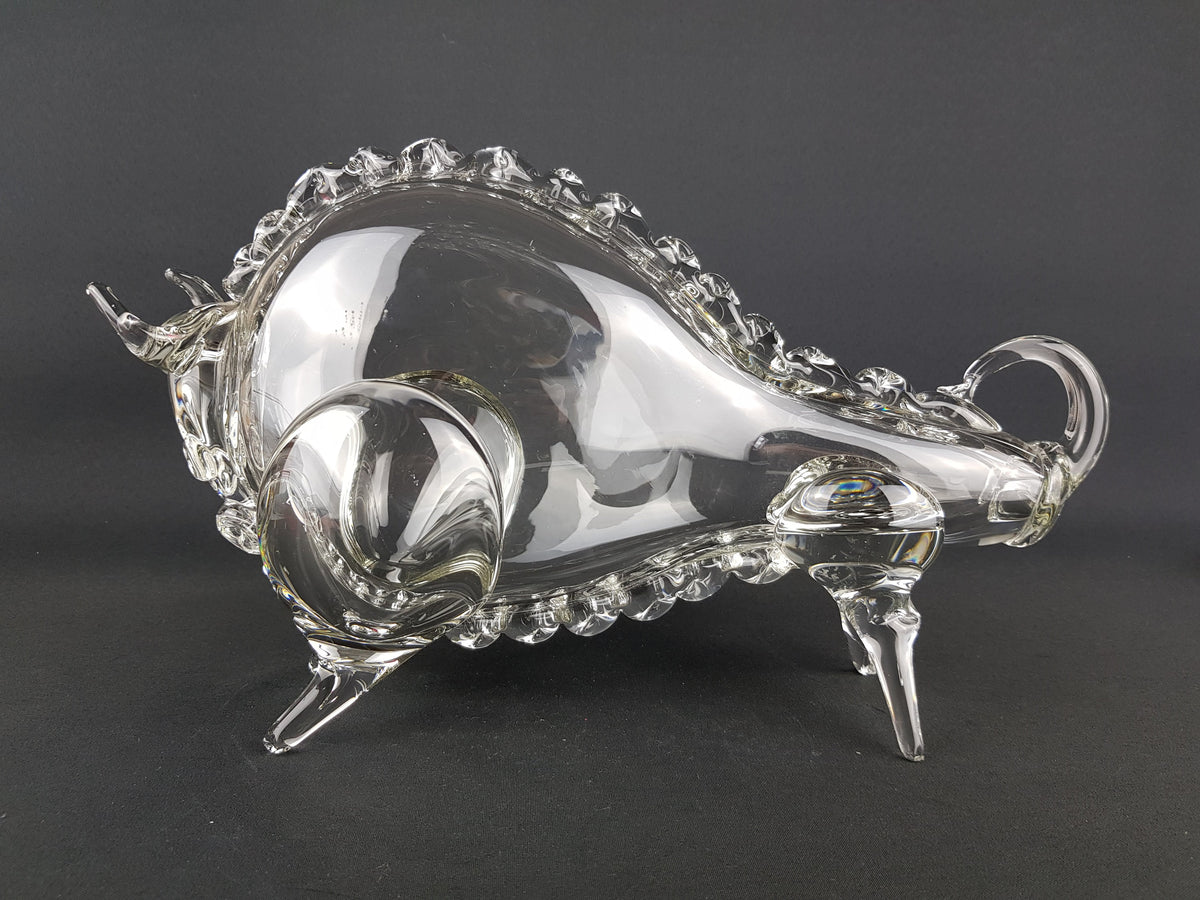 Rare Large Vintage Clear HEMAH GLASS Taurus Bull Russian Art Sculpture 1960s 1970s