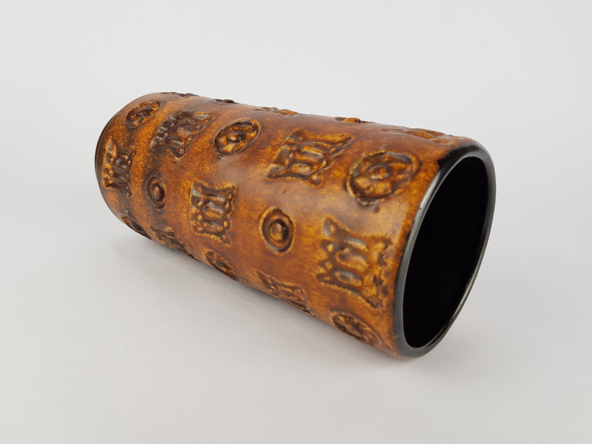 Vintage SPARA KERAMIK Fat Lava Vase with Relief Decor 618/20 Design By Halidan Kutlv West German Pottery 1960s