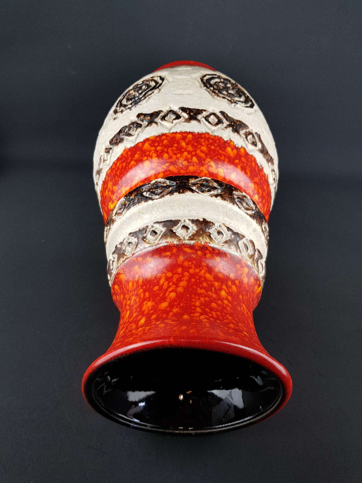 XXL Ubelacker Fat Lava Floor Vase, Beige Red Orange, West German Pottery