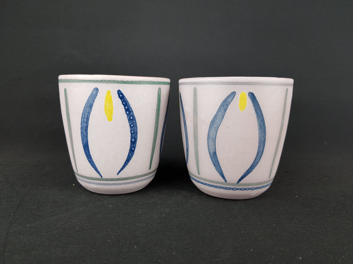 Set Of Two Vintage UPSALA EKEBY GEFLE Sweden Swing Planters Flower Pots 1964s