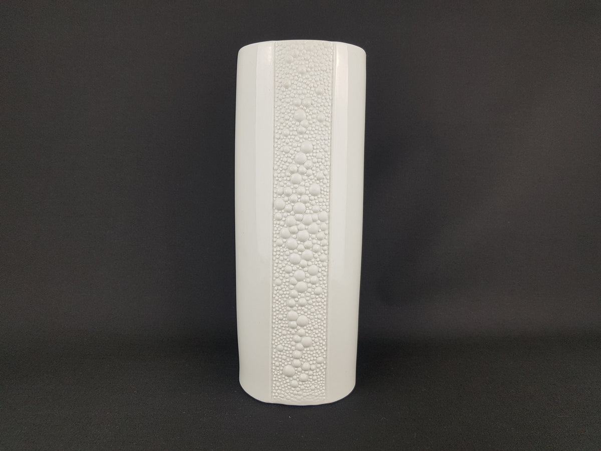 Vintage White NAAMAN ARTLINE ISRAEL Exclusive Design Porcelain Vase 948 Made in Israel 1970s