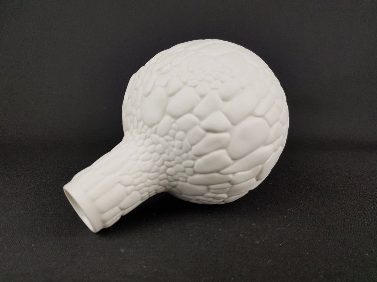 Vintage AK KAISER White Biscuit Porcelain Vase 254/16 Kiesel Series Relief Vase West Germany 1972 Op Art Porcelain