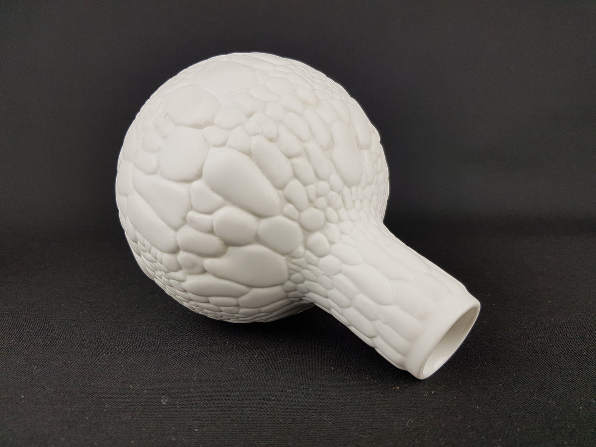 Vintage AK KAISER White Biscuit Porcelain Vase 254/16 Kiesel Series Relief Vase West Germany 1972 Op Art Porcelain